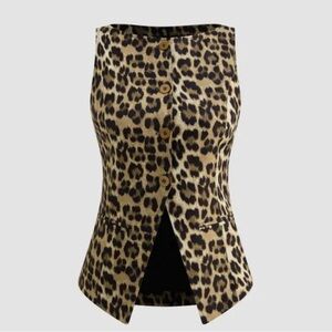 Cider Leopard Boat Neck Waistcoat